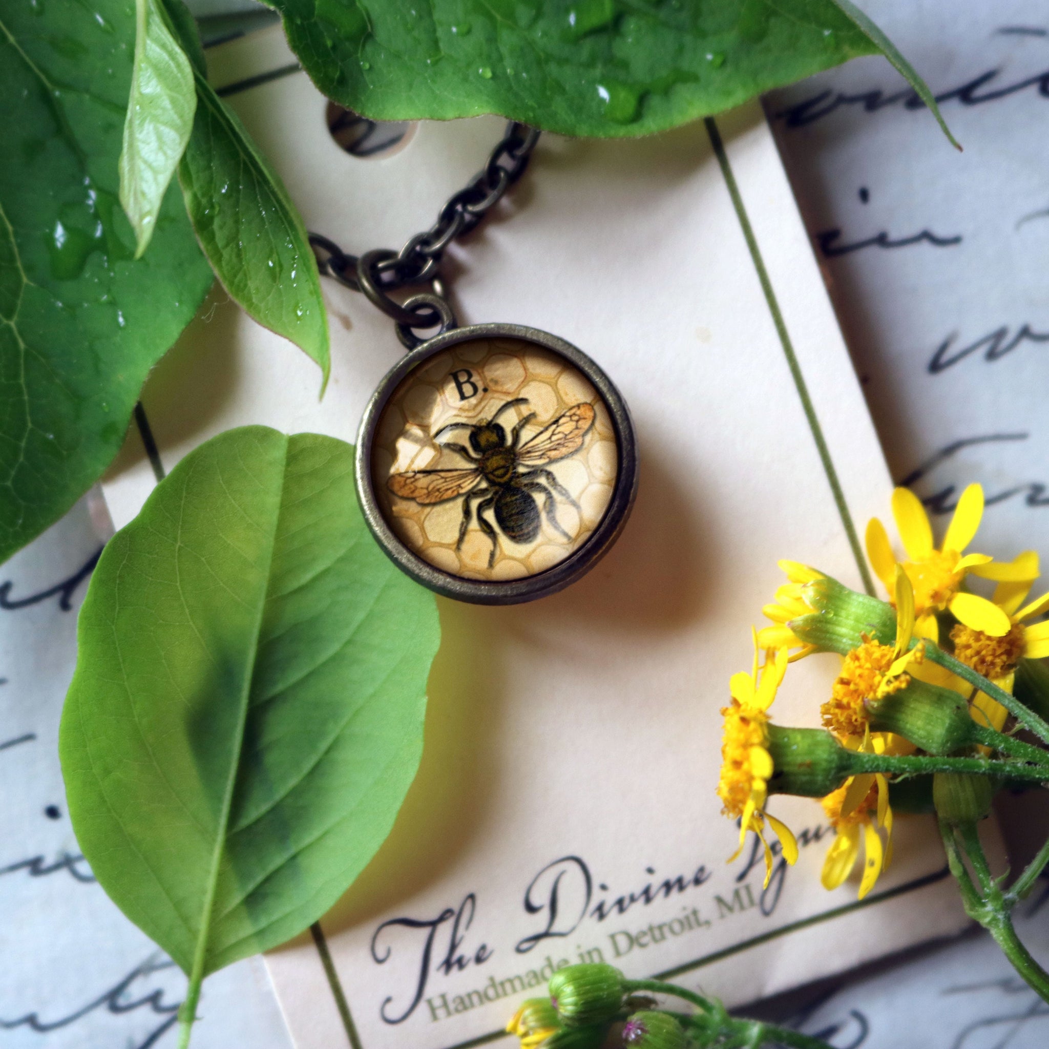 Worker Bee Simple Reversible Pendant Necklace