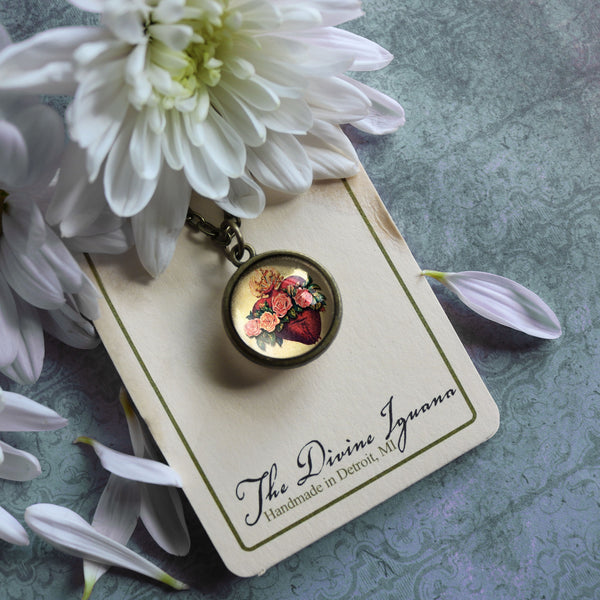 Immaculate Heart of Mary Simple Reversible Pendant Necklace