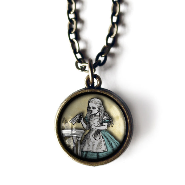 Alice in Wonderland "Drink Me" Potion Simple Reversible Pendant Necklace