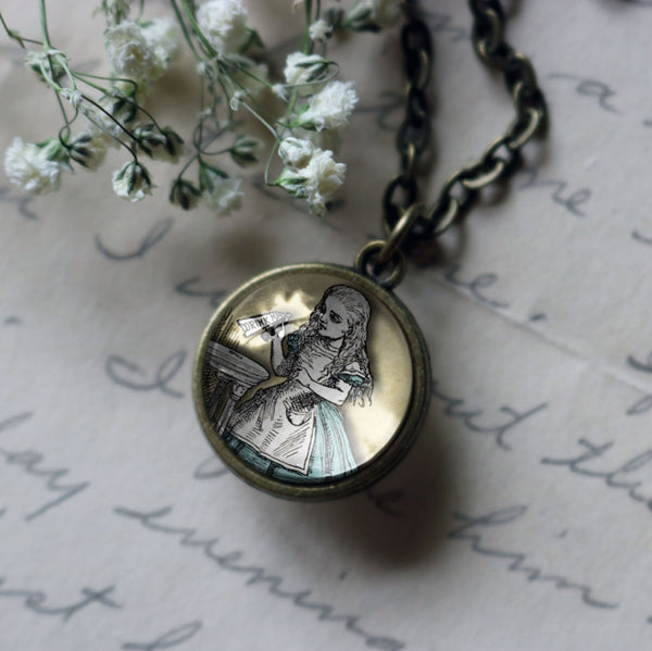 Alice in Wonderland "Drink Me" Potion Simple Reversible Pendant Necklace