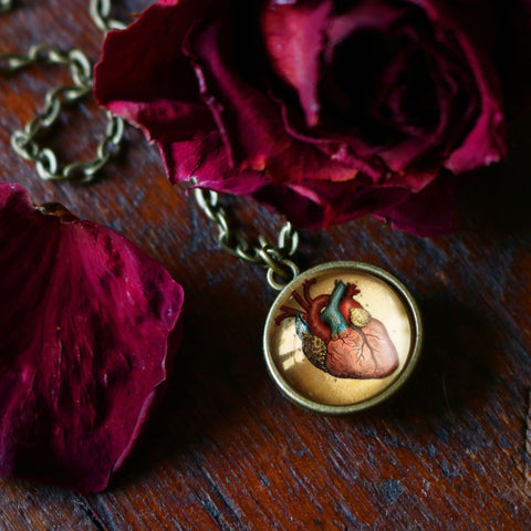 Anatomical Heart Simple Reversible Pendant Necklace