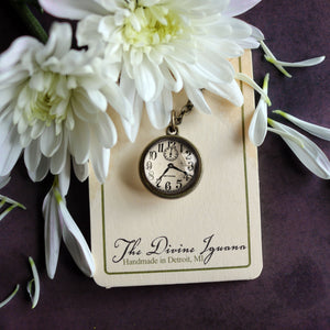 Victorian Clock Simple Reversible Steampunk Pendant Necklace - NOT a functioning timepiece