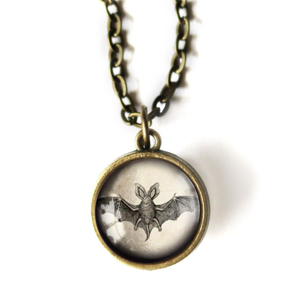 Victorian Bat Simple Reversible Goth or Halloween Pendant Necklace