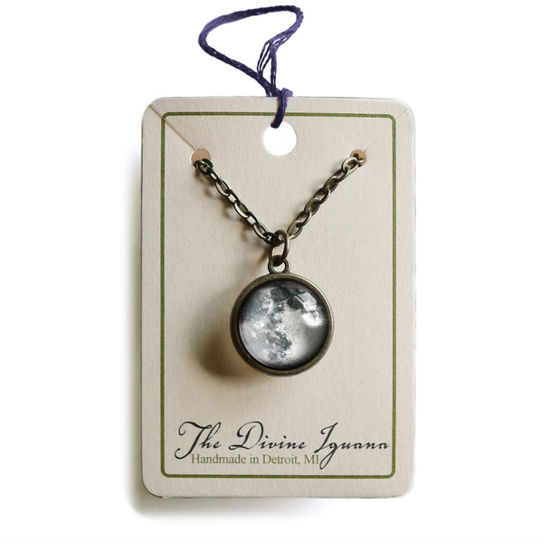 Full Moon Simple  Reversible Pendant Necklace