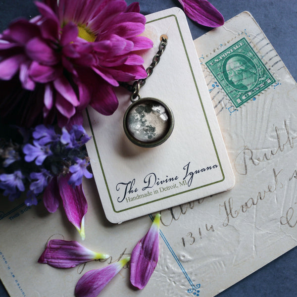 Full Moon Simple  Reversible Pendant Necklace