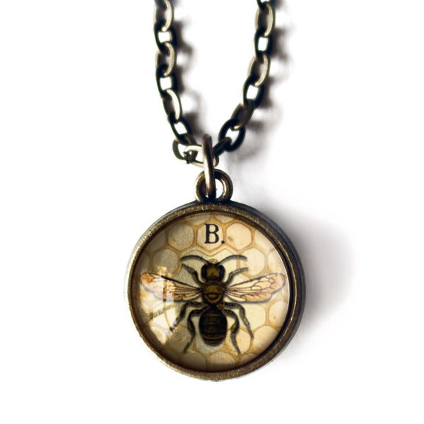 Worker Bee Simple Reversible Pendant Necklace