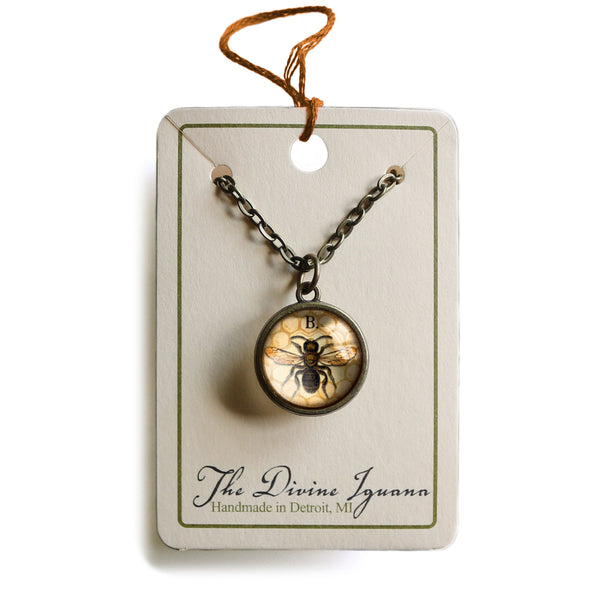 Worker Bee Simple Reversible Pendant Necklace