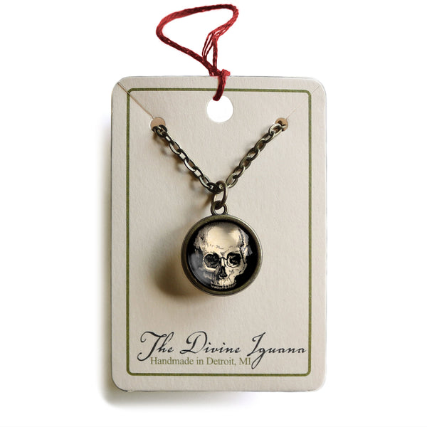 Human Skull Simple Reversible Pendant Necklace