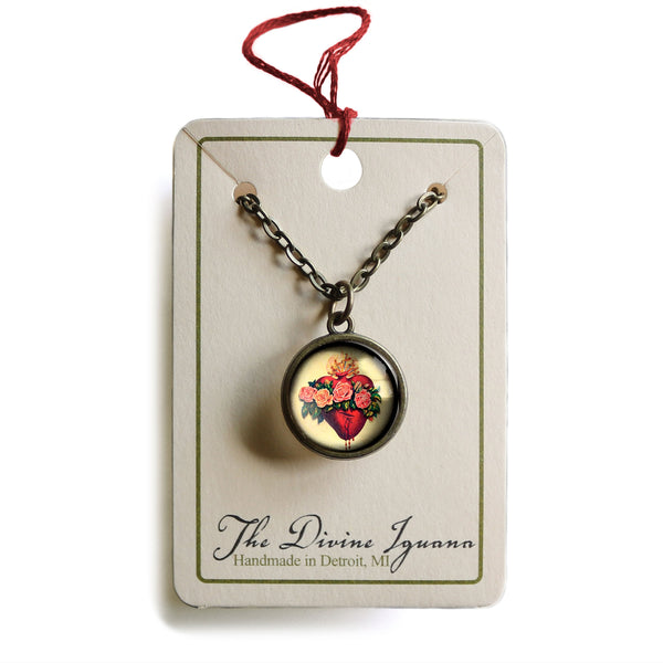 Immaculate Heart of Mary Simple Reversible Pendant Necklace