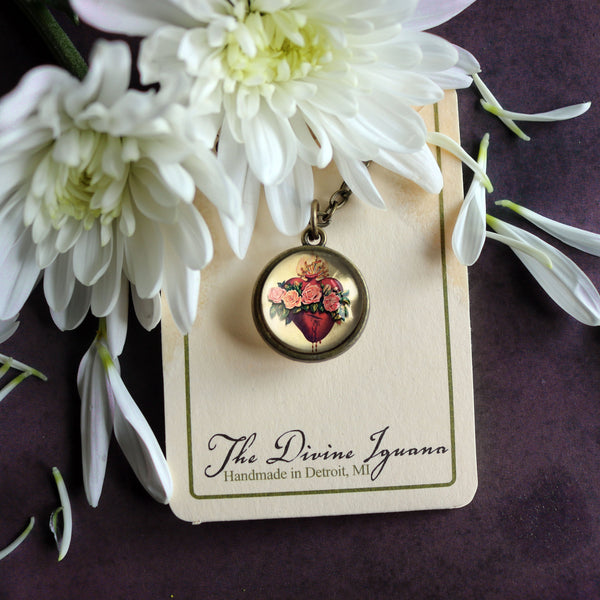 Immaculate Heart of Mary Simple Reversible Pendant Necklace