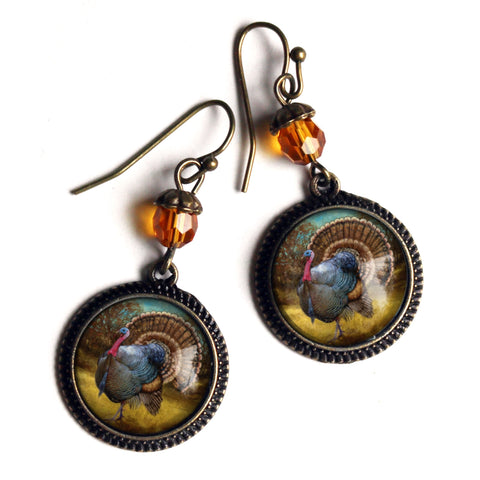 Traditional Turkey Thanksgiving Holiday Vintage Inspired Drop / Dangle Earrings
