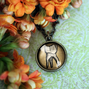 Human Tooth Simple Reversible Molar Pendant Necklace
