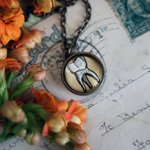 Human Tooth Simple Reversible Molar Pendant Necklace