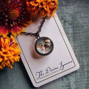 English Bulldog Simple Reversible Glass Cabochon Pendant Necklace