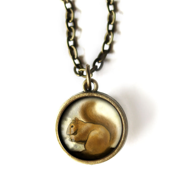 Victorian Sqiorrel Simple Reversible Pendant Glass Cabochon Pendant Necklace