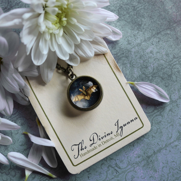 Starry Bat Goth or Halloween Simple Reversible Pendant Necklace