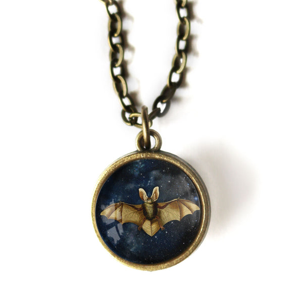 Starry Bat Goth or Halloween Simple Reversible Pendant Necklace