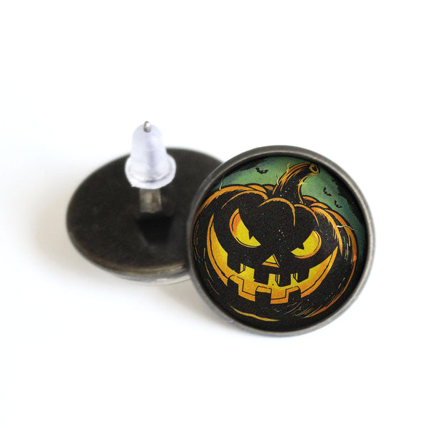 Black Jack O Lantern Vintage Inspired Stud Earrings