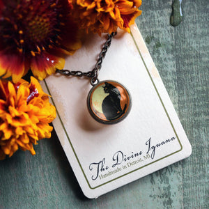 Chat Noir Retro Halloween Black Cat Simple Reversible  Pendant Necklace