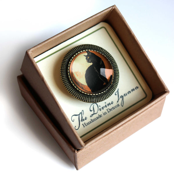 Chat Noir Retro Halloween Black Cat Vintage Inspired Pin Brooch