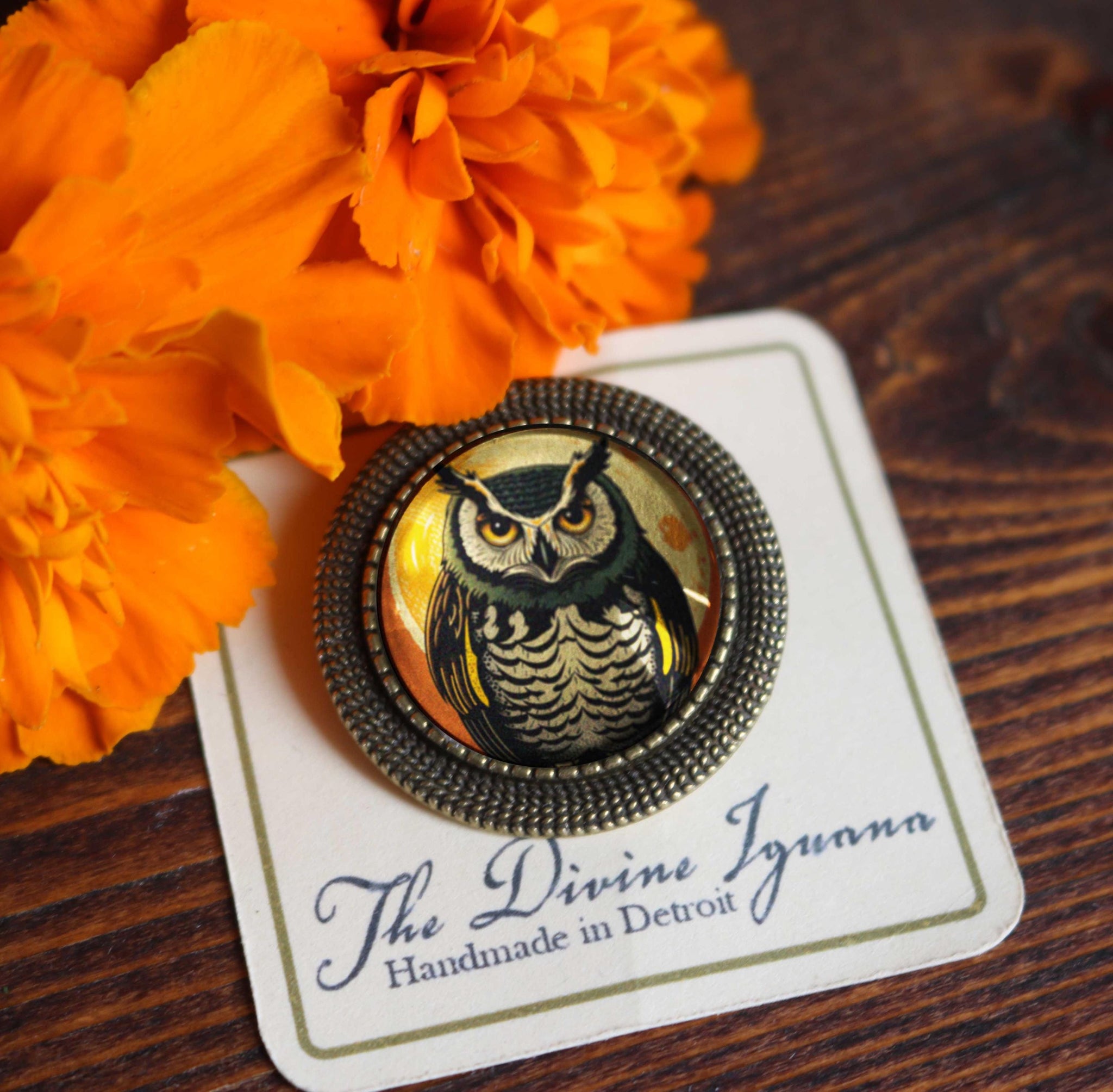 Retro Halloween Owl Vintage Inspired Pin Brooch