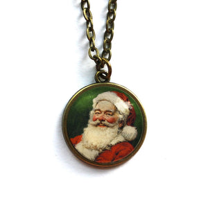 Victorian Santa Claus Christmas Pendant Necklace