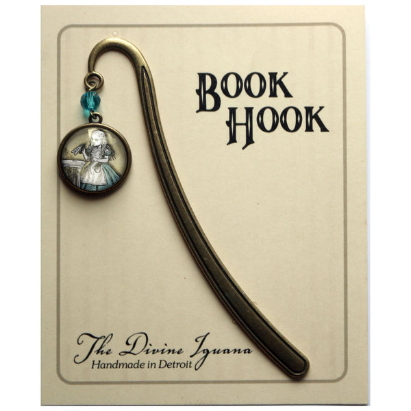 Alice in Wonderland "Drink Me" Potion Glass Cabochon Brass Book Hook / Bookmark