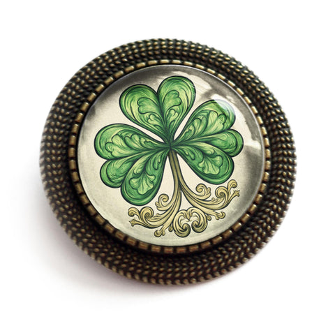 Celtic Shamrock Vintage Inspired Pin Brooch