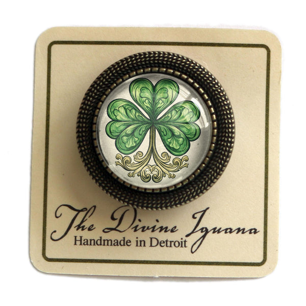 Celtic Shamrock Vintage Inspired Pin Brooch
