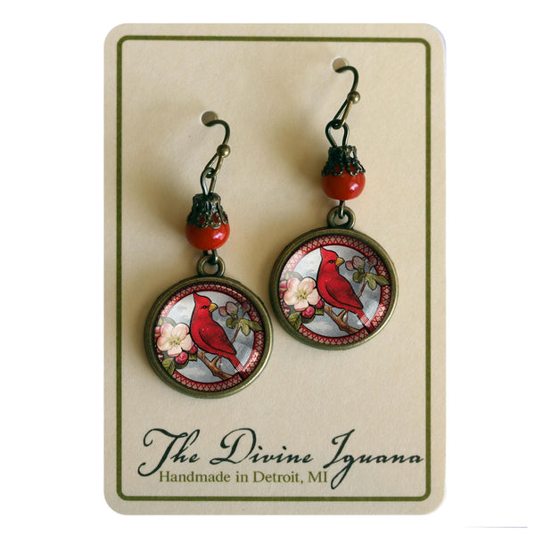 Cardinal Vintage Inspired Drop / Dangle Earrings