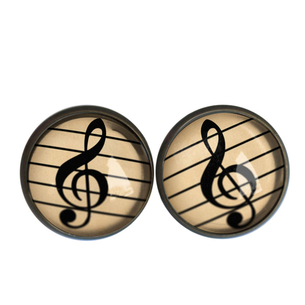 Treble Clef Vintage Inspired Stud Earrings
