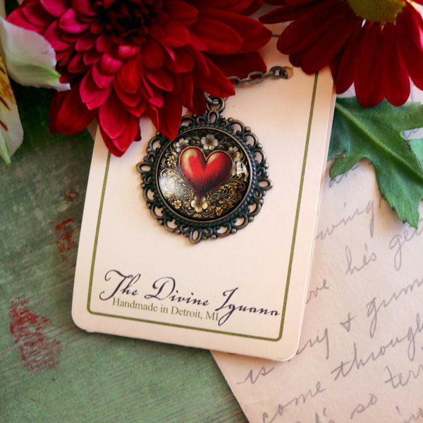 Ornate Heart Valentine's Day Pendant Necklace