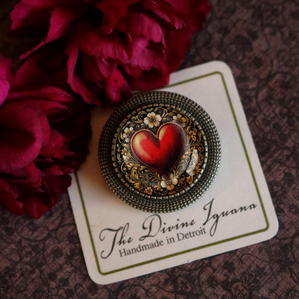 Ornate Heart Victorian Inspired Valentine's Day Brooch