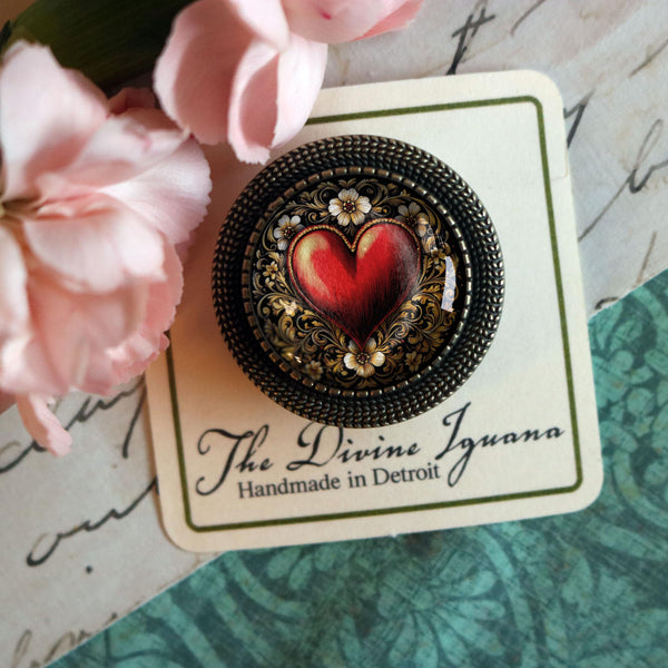 Ornate Heart Victorian Inspired Valentine's Day Brooch