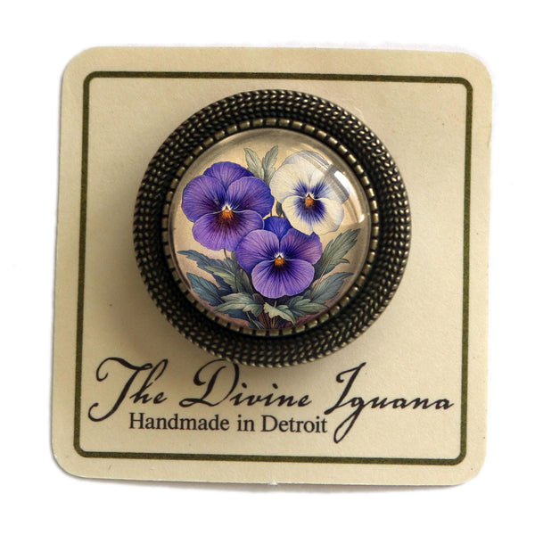 Purple Pansy Flower Vintage Inspired Pin Brooch