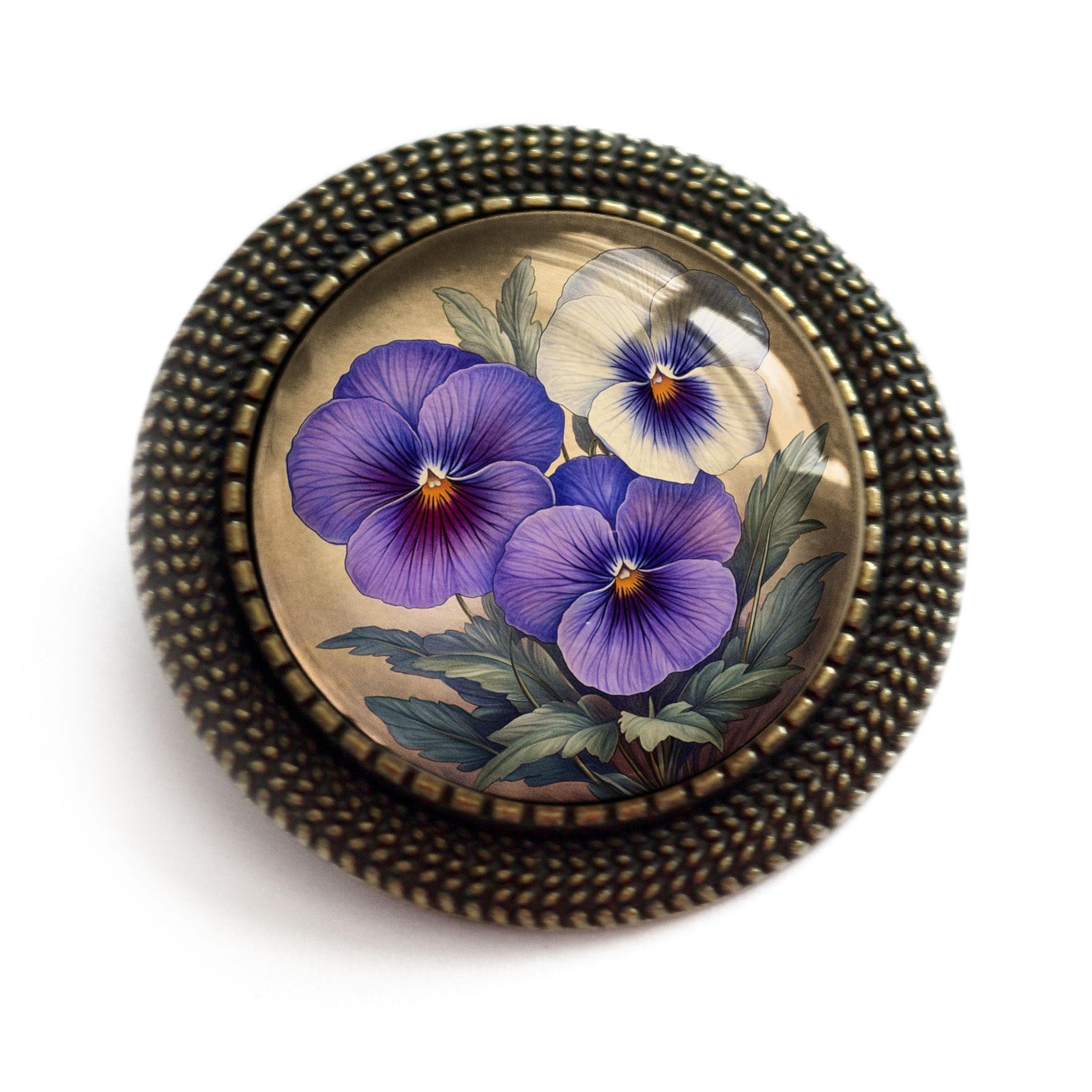 Purple Pansy Flower Vintage Inspired Pin Brooch