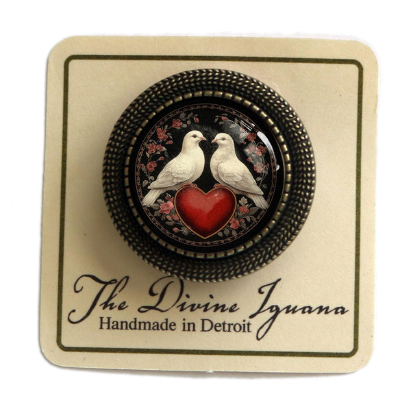 Love Birds Doves Victorian Inspired Valentine's Day Brooch