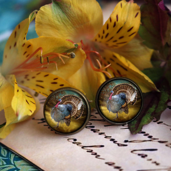 Traditional Turkey Thanksgiving Vintage Inspired Stud Earrings