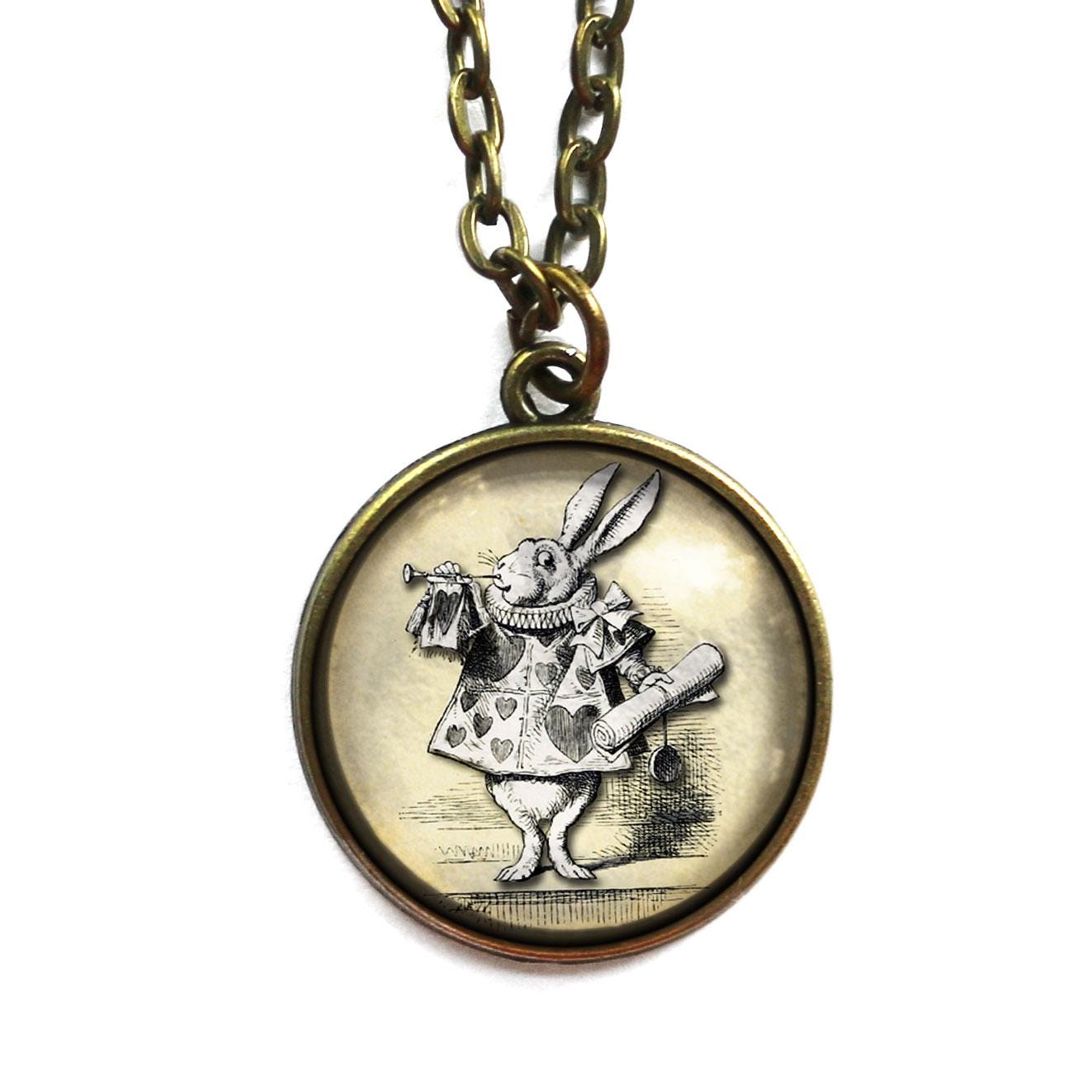 Alice in Wonderland White Rabbit  Pendant Necklace