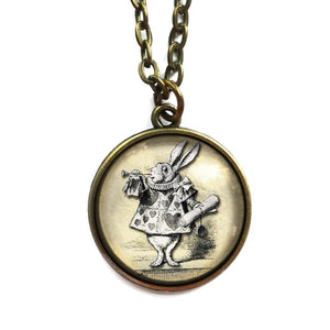 Alice in Wonderland White Rabbit  Pendant Necklace