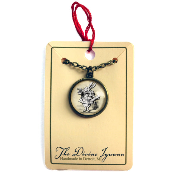 Alice in Wonderland White Rabbit  Pendant Necklace