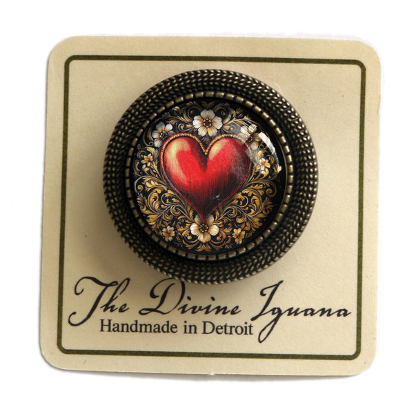 Ornate Heart Victorian Inspired Valentine's Day Brooch
