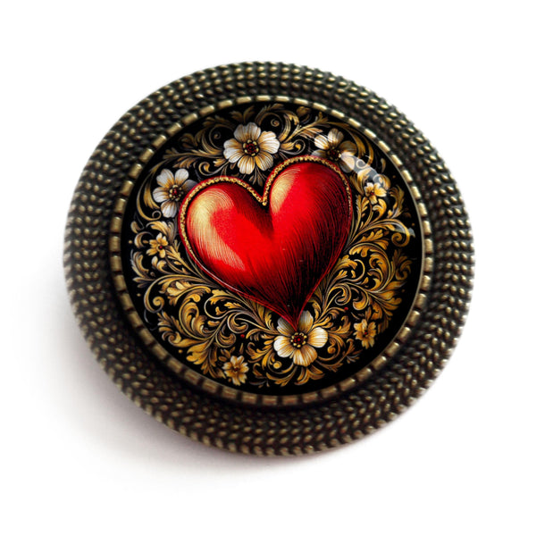 Ornate Heart Victorian Inspired Valentine's Day Brooch