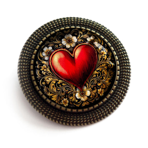 Ornate Heart Victorian Inspired Valentine's Day Brooch