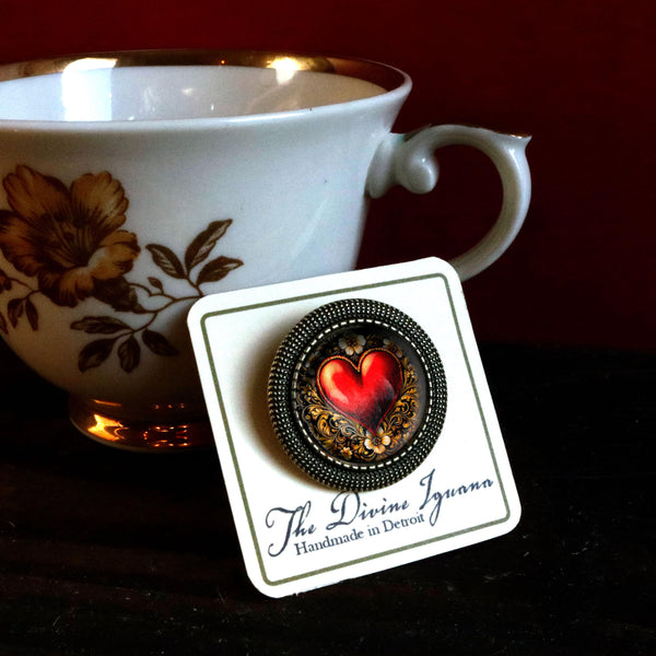 Ornate Heart Victorian Inspired Valentine's Day Brooch