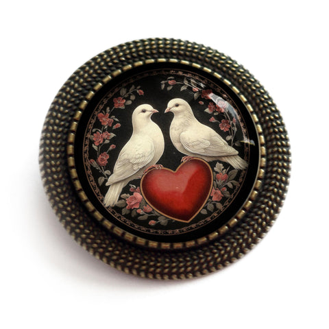 Love Birds Doves Victorian Inspired Valentine's Day Brooch