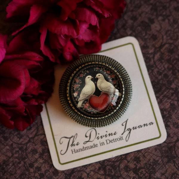 Love Birds Doves Victorian Inspired Valentine's Day Brooch