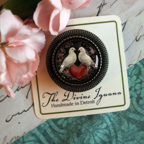 Love Birds Doves Victorian Inspired Valentine's Day Brooch