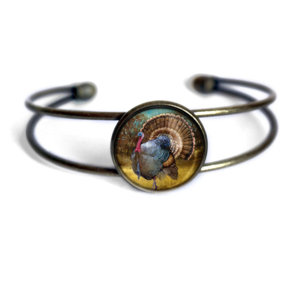 Traditional Turkey Cuff Bracelet / Bangle in Antique Brass