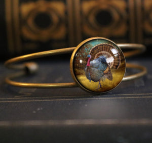 Traditional Turkey Cuff Bracelet / Bangle in Antique Brass